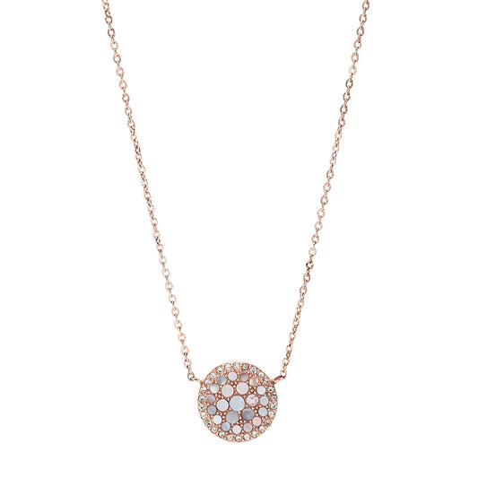 Fossil Women's Rose Gold-Tone Stainless Steel Pendant Chain Necklace