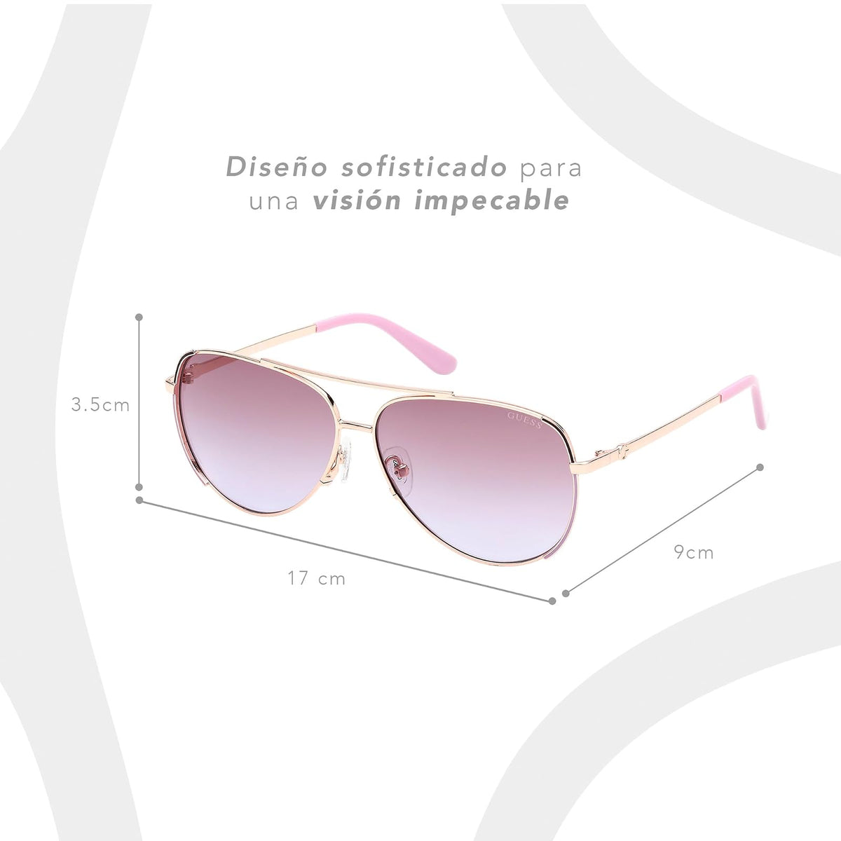 Guess Lentes de Sol GU00108 para Mujer, Color Blanco con Armazón Metálico y Micas Humo Degradado con Protección UV Nivel 1