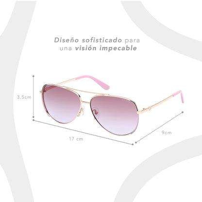 Guess Lentes de Sol GU00108 para Mujer, Color Blanco con Armazón Metálico y Micas Humo Degradado con Protección UV Nivel 1