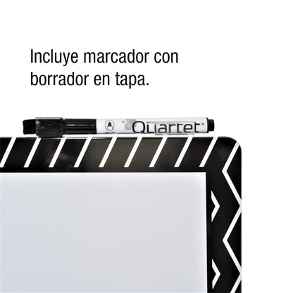 Quartet Pizarrón Magnético Blanco 28 x 43 cm Marco Impreso Decoración