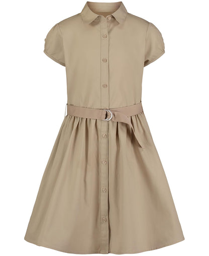 Nautica Vestido Camisero para Niña, Uniforme Escolar - Caqui - 6XG