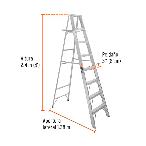 Truper ESTA-27, Escalera de tijera, aluminio, tipo ll, 7 escalones