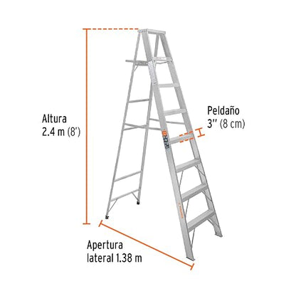 Truper ESTA-27, Escalera de tijera, aluminio, tipo ll, 7 escalones