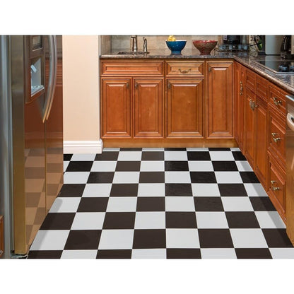 Sterling - Azulejos autoadhesivos de Vinilo de 12 Pulgadas, 20 Azulejos, 12 x 12 Pulgadas, patrón Blanco y Negro, despegar y Pegar, Suelos de Bricolaje para Cocina, Comedor, dormitorios y baños por