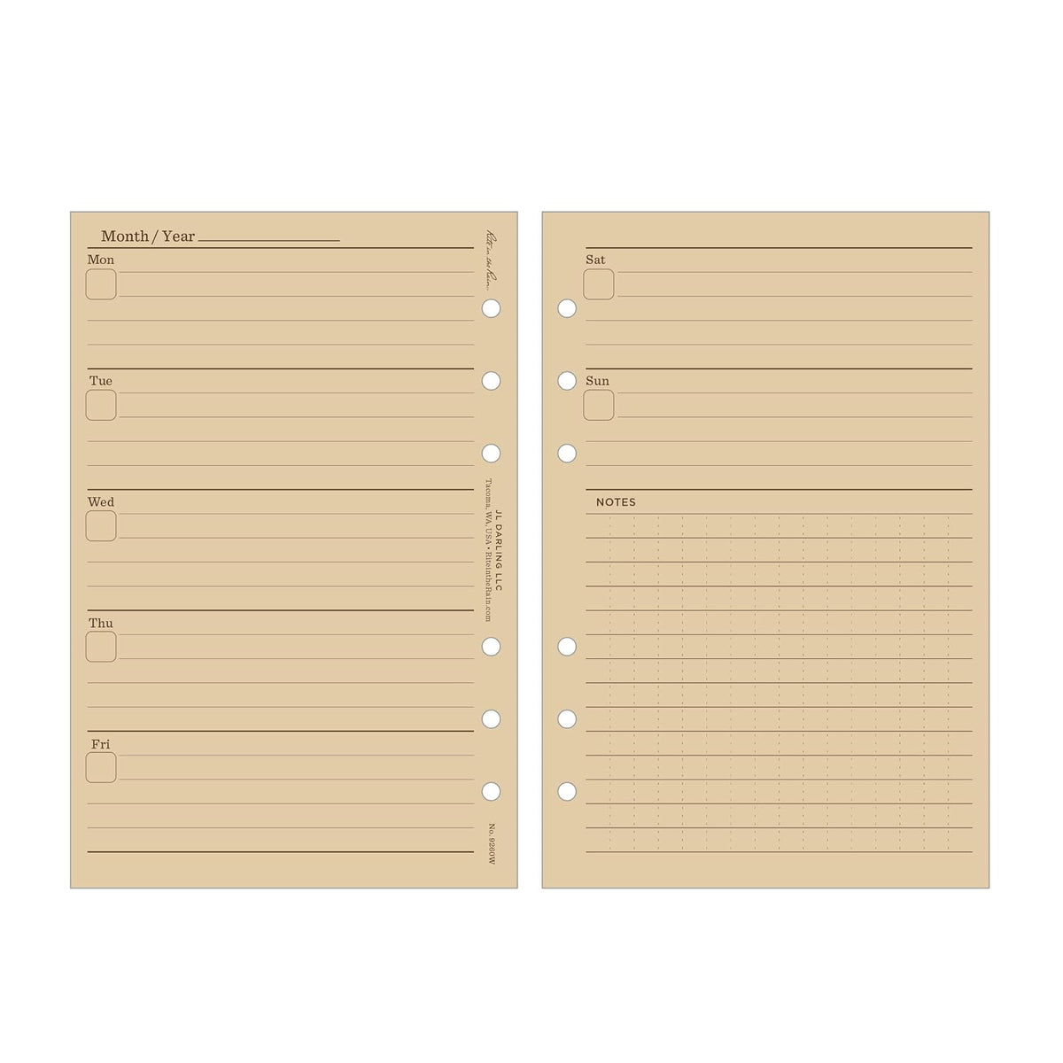Rite In The Rain - Juego de calendario semanal resistente a la intemperie, 12,7 x 17,7 cm, hojas tostadas, 65 semanas (n.º 9260 W)