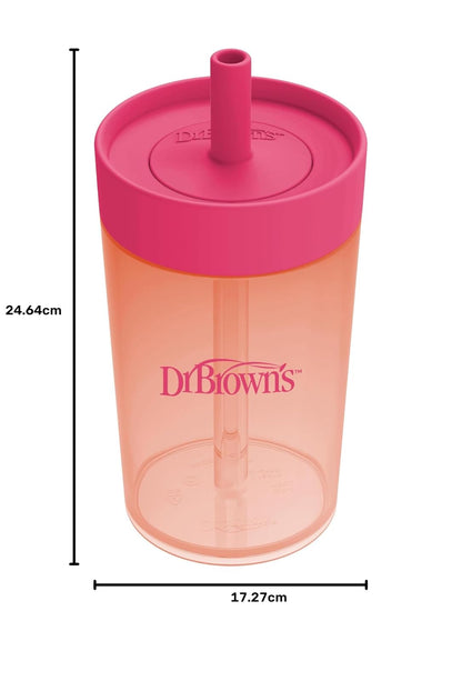 Dr. Brown's Milestones - Juego de paja a 360 tazas, color coral rosa, paquete de 2