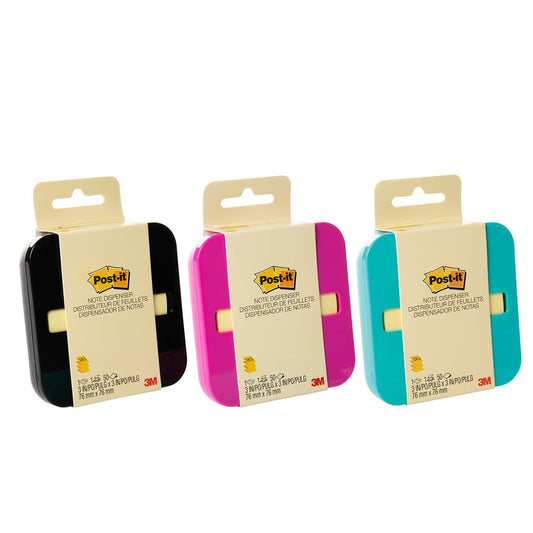 POST-IT 3M Despachador Individual de Notas Adhesivas Pop-Up Color Variado | Práctico diseño con ventosa para superficies lisas, Organizador de escritorio, Ahorra espacio, Incluye repuesto