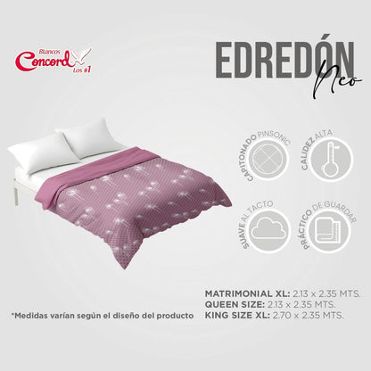 Colchas Concord Edredón, Color Berry, 100% Poliéster, Tamaño Matrimonial, Queen Size, Acolchado Suave para Ropa de Cama y Recámara, Colcha Acolchada para Cama, 1 Pieza