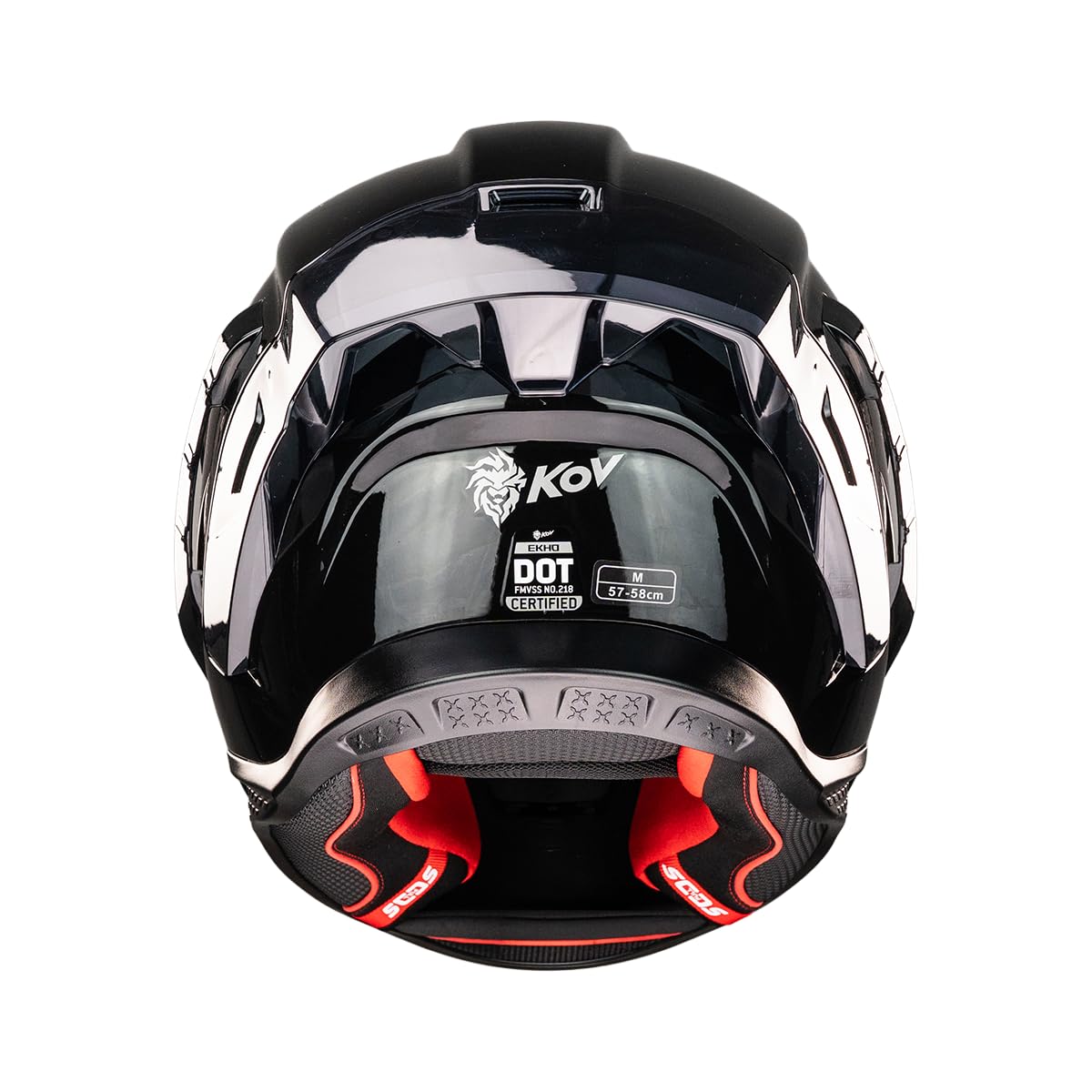 KOV Casco EKHO Negro Brillante para Moto Integral Deportivo Certificado Dot
