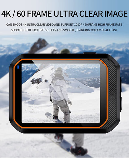 Auvce Cámara Deportiva 400 4k 60FPS, 8M Cámara Deportiva con Pantalla Táctil Resistente al Agua 40m Cámara Subacuática WiFi Webcam Videocámara （con Tarjeta de Memoria de 32G）