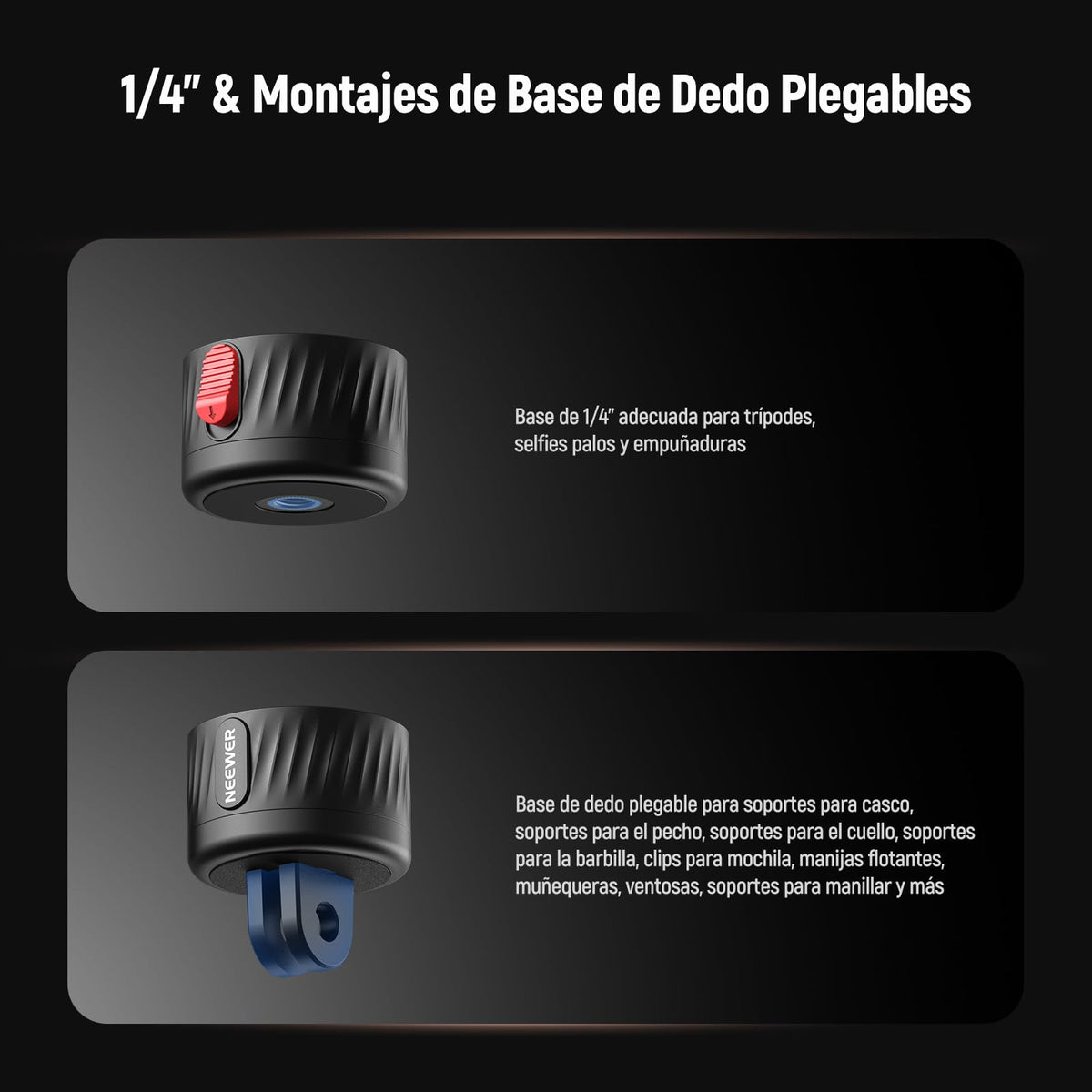 NEEWER Kit de Montaje Magnético para Cámara de Acción, Compatible con GoPro Hero 13 12 11 MAX dji Osmo Action Insta360, Soporte Magnético de Liberación Rápida ABS para Tomas POV, GP-24