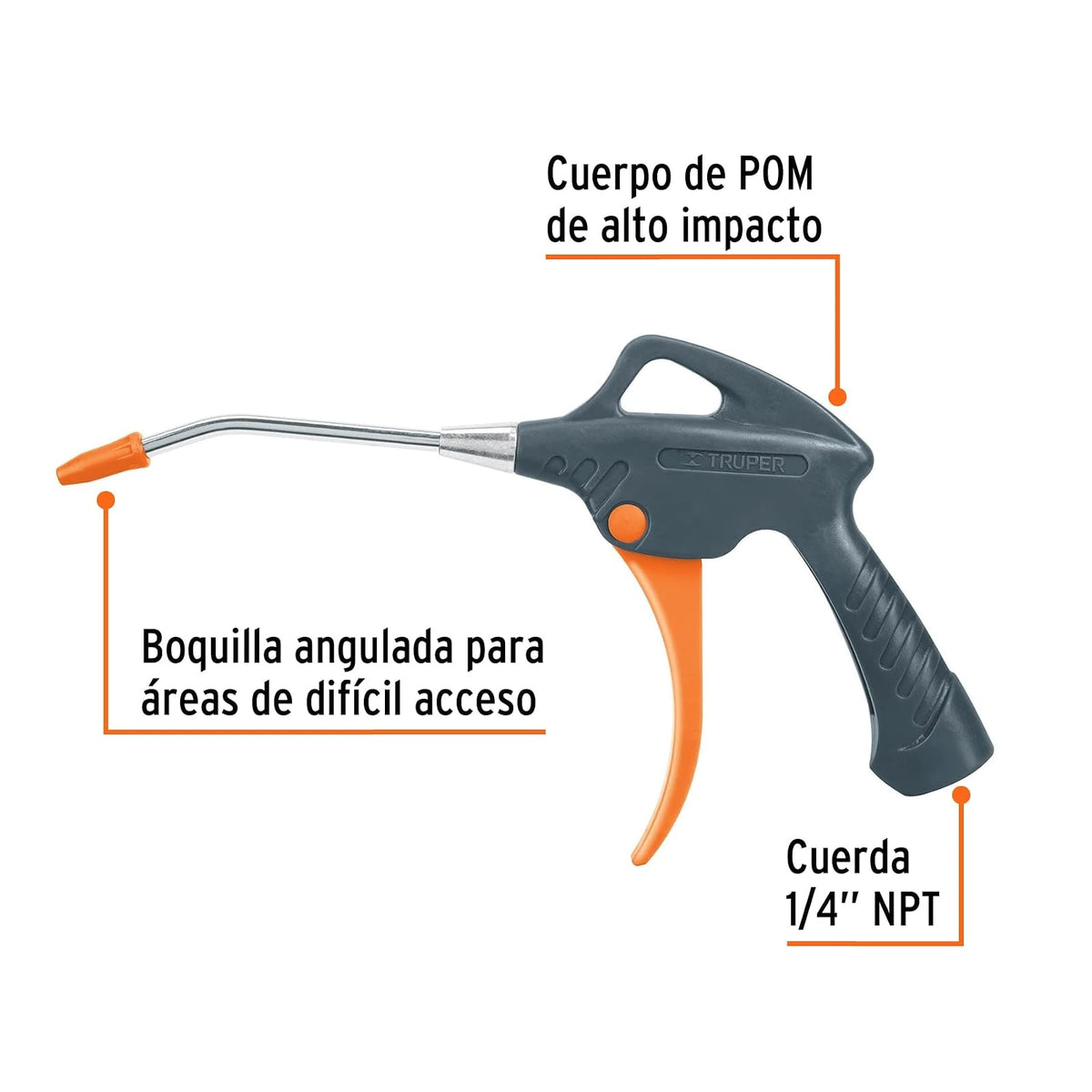 Truper PISO-358, Pistola para sopletear, mango plástico, 6"