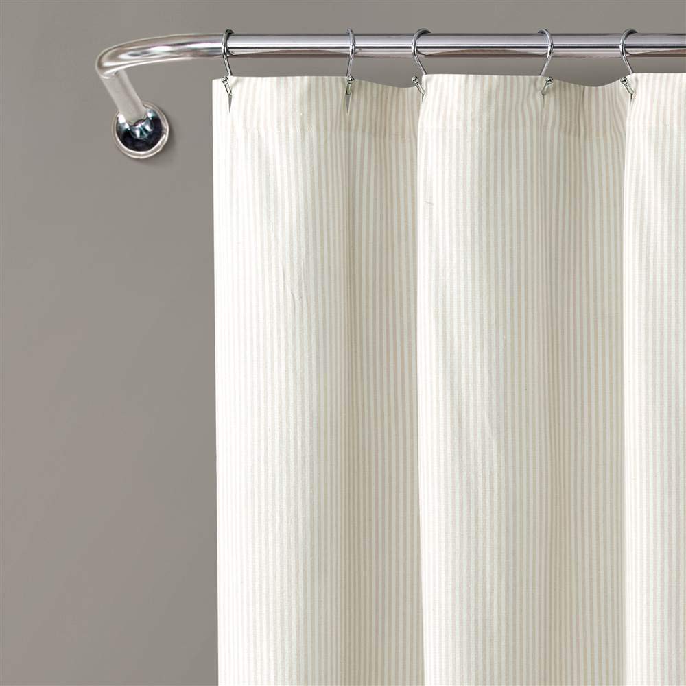 Lush Decor - Cortina de Ducha de algodón teñida con Hilo clásico, 72 x 72 Pulgadas, Color Neutro