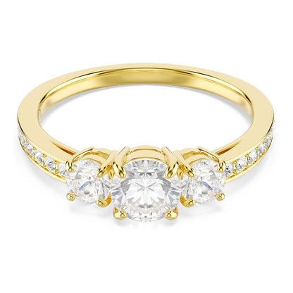 Swarovski Anillo Stilla Attract, Talla redonda, Blanco, Baño tono oro