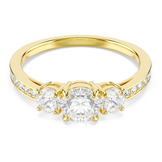 Swarovski Anillo Stilla Attract, Talla redonda, Blanco, Baño tono oro