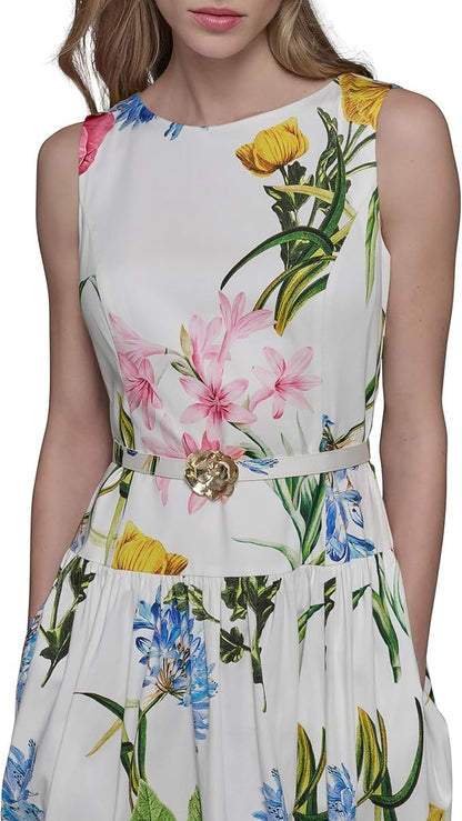 KARL LAGERFELD Scoop Neck Sleeveless Midi Sheath Dress Vestido Informal Mujer