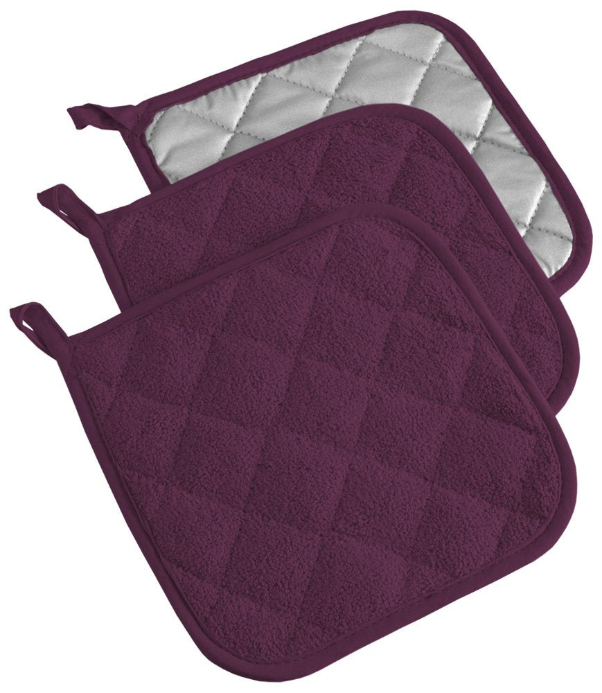 Guantes de Cocina DII de Algodón Terry Set de 2 - Agarraollas - Berenjena