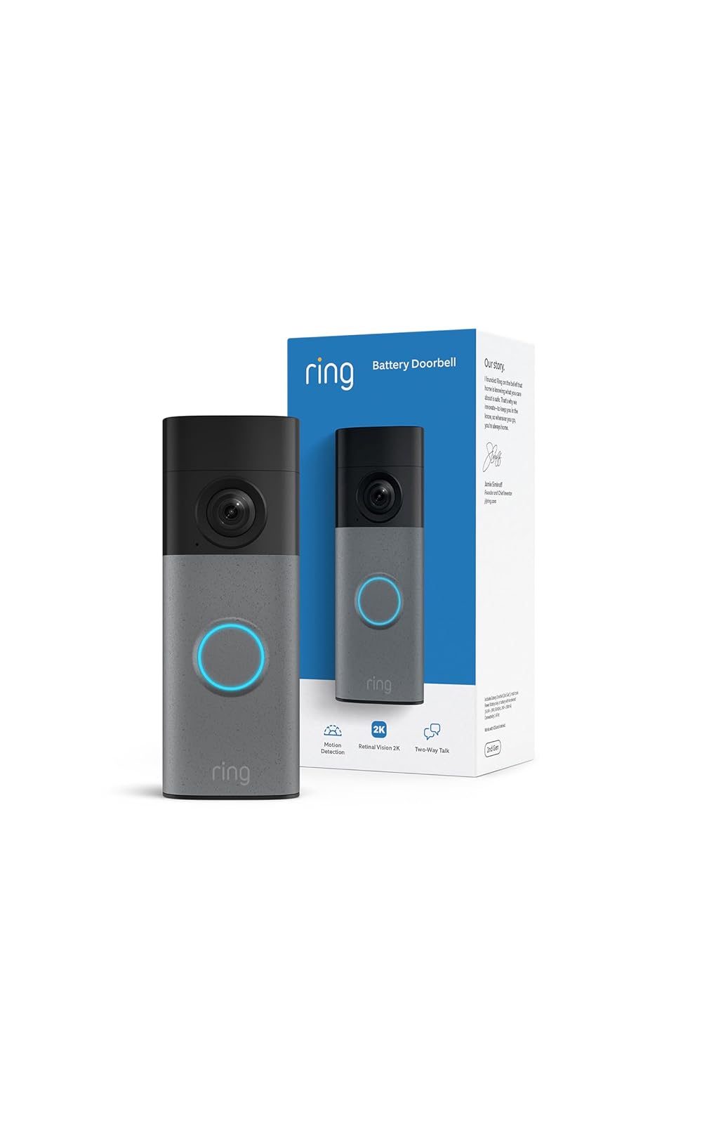 Ring Videotimbre Inalámbrico con Video 2K y Batería Recargable - Gris moteado - 1 timbre