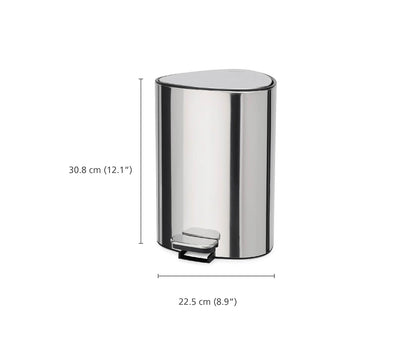 Joseph Joseph EasyStore Luxe - cubeta de basura con pedal de acero inoxidable de 5 litros con tapa de cierre suave, cubeta interior extraíble, para baño, recámara, oficina
