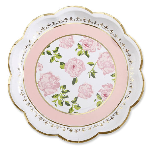 Kate Aspen - Fiesta de té floral clásico de 9 pulgadas Platos de papel decorativos de primera calidad | Suministros para fiestas, color rosa (juego de 16), (28590PK)