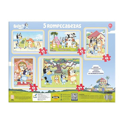 Rompecabezas 5 En 1 Bluey Caja De Madera