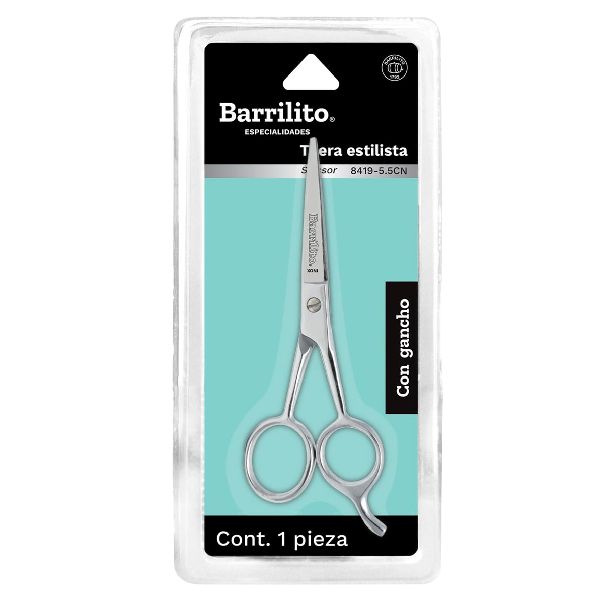 Barrilito Tijera Forjada Acero Inoxidable para Estilista 5.5" 14cm