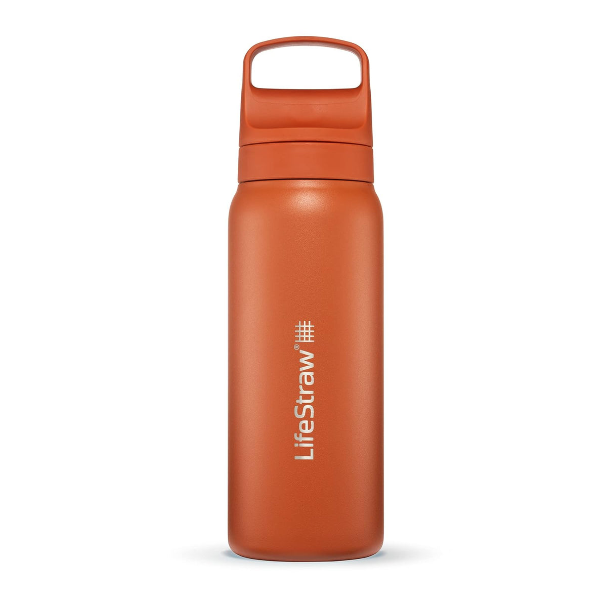 LifeStraw Go Series - Botella de filtro de agua de acero inoxidable aislada para viajes y uso diario, elimina bacterias, parásitos y microplásticos, mejora el sabor, 24 onzas Kioto Orange - Kioto Orange - 24 Ounces
