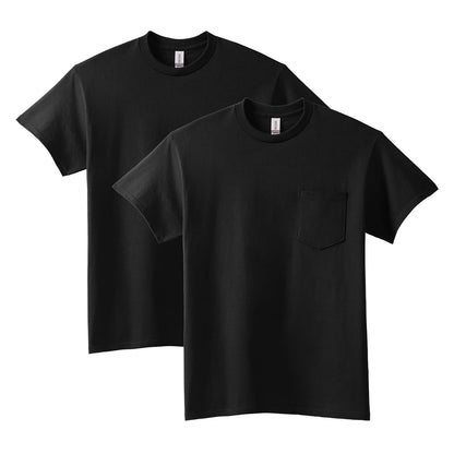 Gildan Camiseta de algodón Ultra para Adultos con Bolsillo, Paquete de 2 Camisa para Hombre - Negro - - XXL