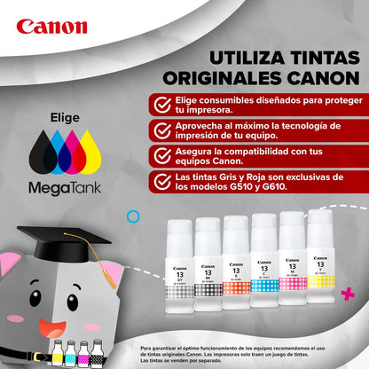 Canon Impresora Wi-Fi G510 de Tanque de tintas, Calidad fotográfica y Capacidad de 6 Botellas de tintas