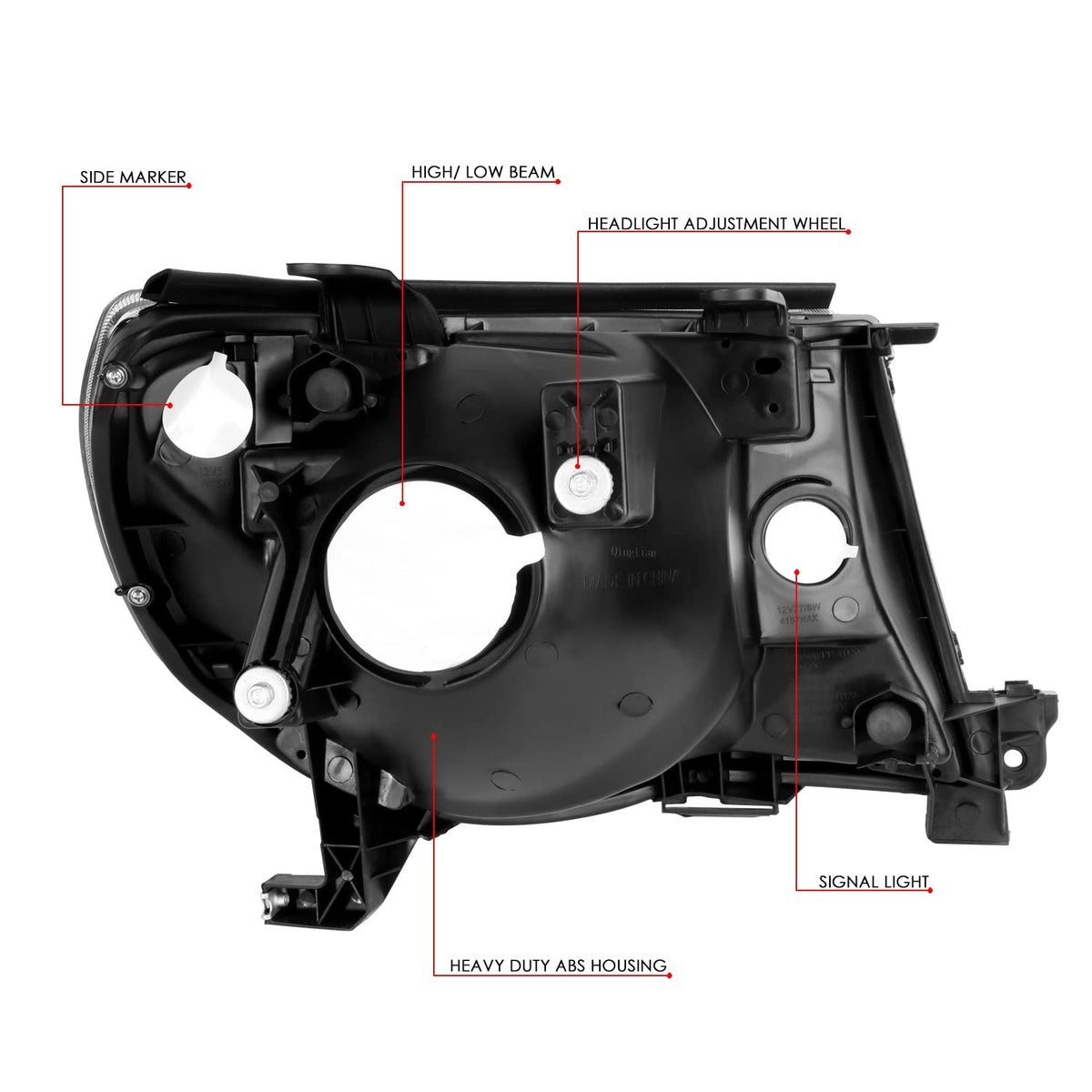 DNA Motoring HL-OH-TTAC05-BK-AM Par de Faros Delanteros para Toyota Tacoma 05-11 Carcasa Negra Reflector Ámbar