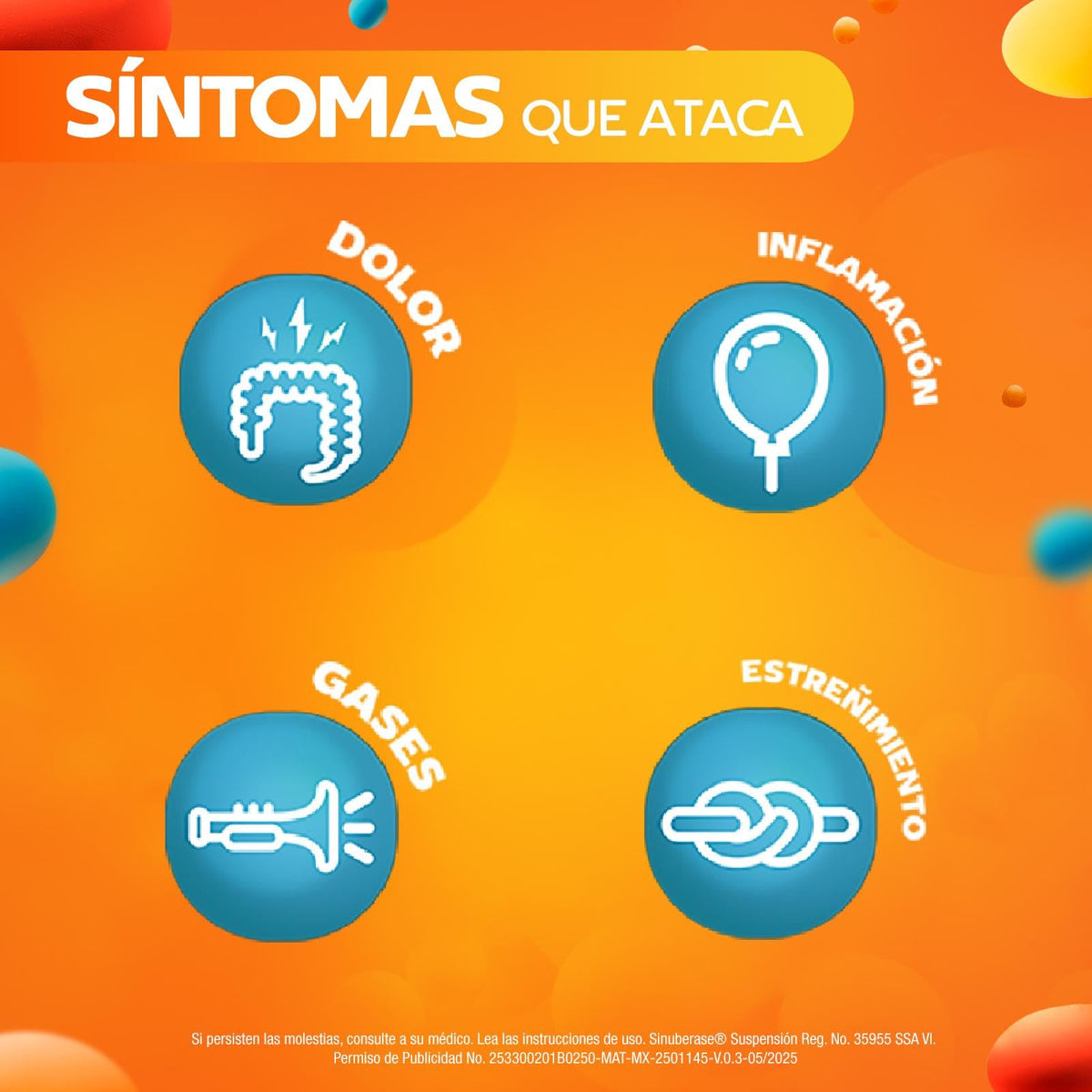 Sinuberase Probióticos en Suspensión Bacillus Clausii 4 Billones UFC 20 Ampolletas de 5 ml. Alivio Prolongado Desde la Raíz para la Colitis