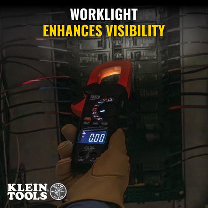 Klein Tools CL810 Pinza digital con linterna y esfera iluminada, rango automático de 600 A CA/CC, True RMS, NCVT, mide corriente, LOZ, temperatura