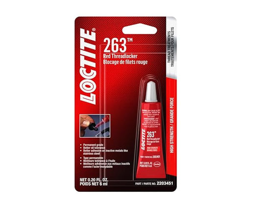 LOCTITE 263 - Bloqueo de Rosca automotriz Rojo - Bloqueo de Rosca de Alta Resistencia, Aplicaciones de Uso General, tolerante al Aceite, Fluorescente, 6 ml, 1 Paquete