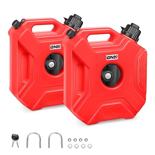 DNA MOTORING Tanque de Gasolina 1.3 GAL, 5 L para Motocicleta ATV Todoterreno con Montaje y Cerradura, Rojo, 2 Piezas TOOLS-00499