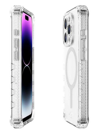 ItSkins Supreme R Clear Funda con MagSafe Compatible con iPhone 15 Pro MAX, Protección Caídas 4.5m, Bordes Elevados, Defensa Antimicrobiana - Transparente