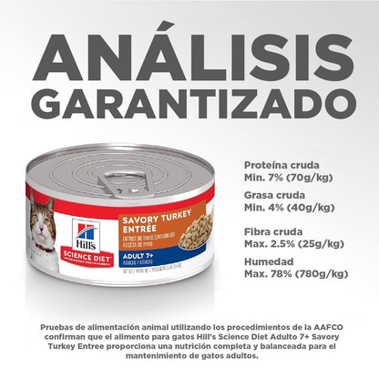 Hill's Science Diet Alimento Húmedo para Gato Adulto Pavo 24 Pack 82G | Alimento húmedo Hill's para gato, pavo real, soporte envejecimiento, salud de corazón y riñones, articulaciones sanas