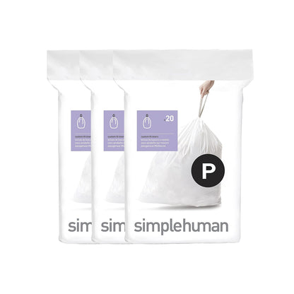 simplehuman Bolsas de Basura a la Medida Paquete de 60 - 60 bolsas - código P