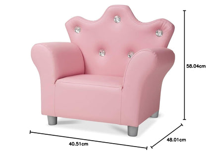 Melissa & Doug Sillón de la corona para niños, muebles infantiles de cuero rosado de imitación, sillón infantil, construcción resistente, 44.45 cm alto x 46.482 cm ancho x 58.42 cm largo