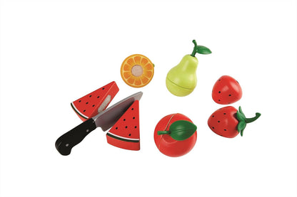 Hape , Juego de rol , Frutas Saludables con Cuchillo de Juguete Realista para Aprender y Jugar. Accesorio Cocina. De 2 a 8 años. E3171