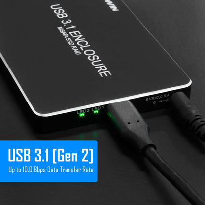 Kingwin KU-3200U3C CNC Aluminum Dual M.2 NGFF B / B+M Key SSD SATA Base Raid Externo, USB 3.1 (Gen 2 Tipo C) hasta 10 Gbps de velocidad, soporte UASP, Hot Plug & Play, LED para acceso y alimentación,