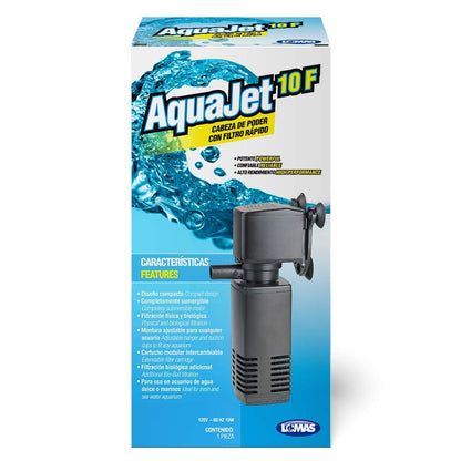 Lomas Cabeza de Poder con Filtro Rápido Aqua Jet 10 - Filtro Interno Sumergible para Acuarios de Agua Dulce o Salada, 480 L/h, 10W, Ideal para Tanques de 80 a 160 litros