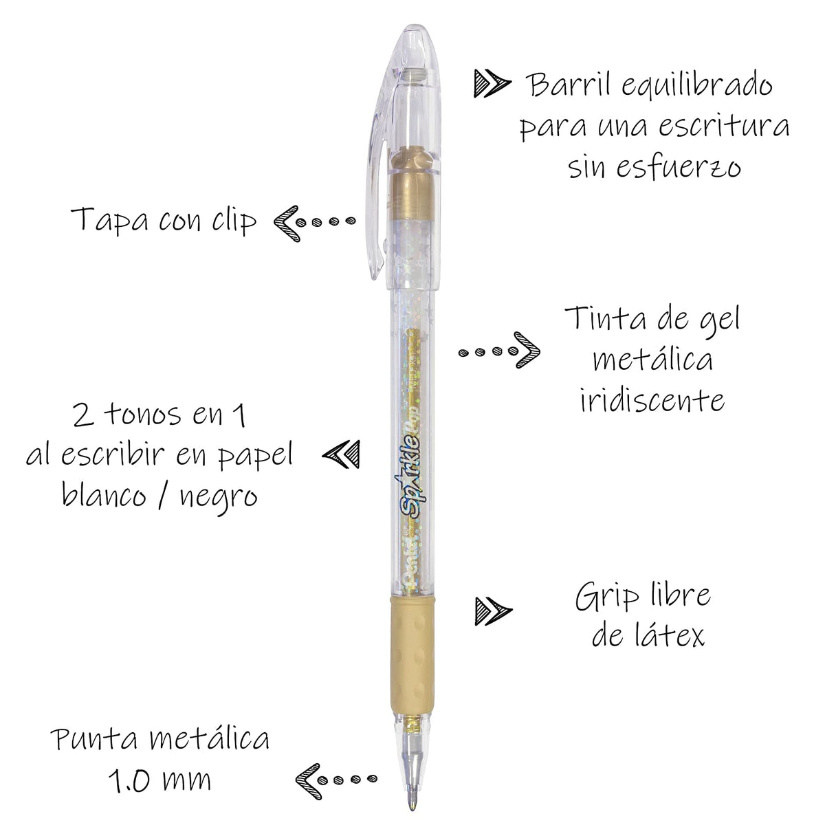 Bolígrafos de Sparkle Pop Ultra Tinta Gel Color Oro Caja con 12 Piezas-K91-DX