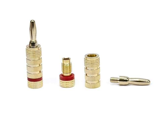 Monoprice 24k Gold Plated Speaker Banana Plugs, Closed Screw Type (10 Pairs)