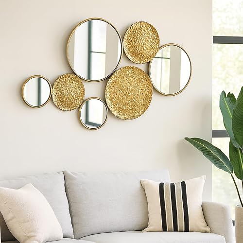Sagebrook Home - Espejo de pared de metal metálico, moderno acento geométrico decorativo, decoración de pared colgante para sala de estar, recámara o entrada, dorado 39 x 24 pulgadas