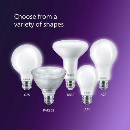 Philips LED 40W A19 Paquete de 8 bombillas de luz diurna ultra definida (5000K) 450 lúmenes (5W = 40W) regulables sin parpadeo esmerilado