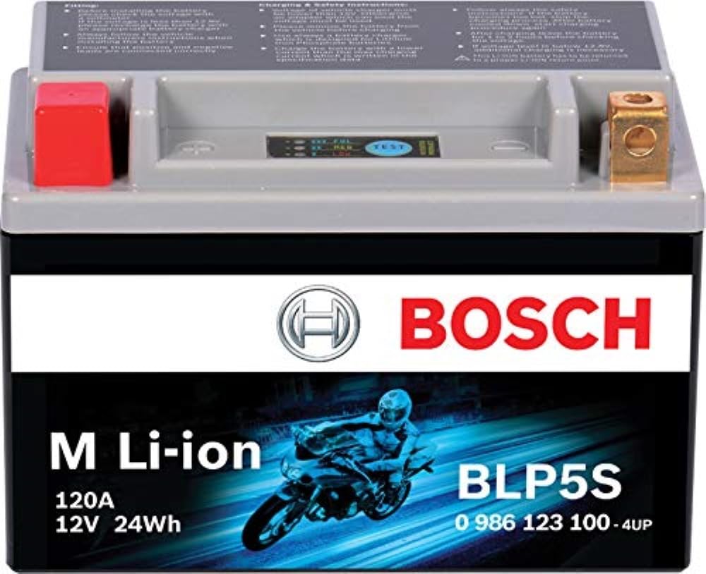 Bosch Batería Deportiva de Litio BLP5S, Grupo 5, 120 CA, 12 V, para Motocicleta, ATV/UTV, Negro