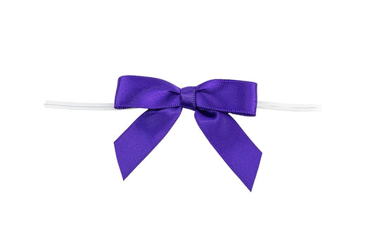 Reliant Ribbon 100 Piece Bow 2.5 Span X 1.75 Tails Twist Tie Ribbon, Purple Haze, 5/8"