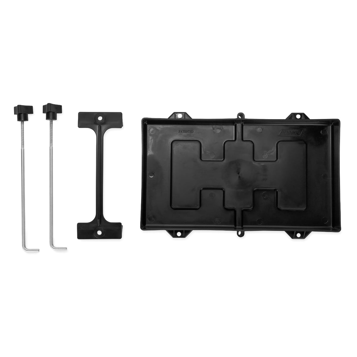 Camco 55404 - Bandeja Grande de retención de batería para vehículos recreativos y Marinos para Detener el Movimiento Durante el Transporte (55404)