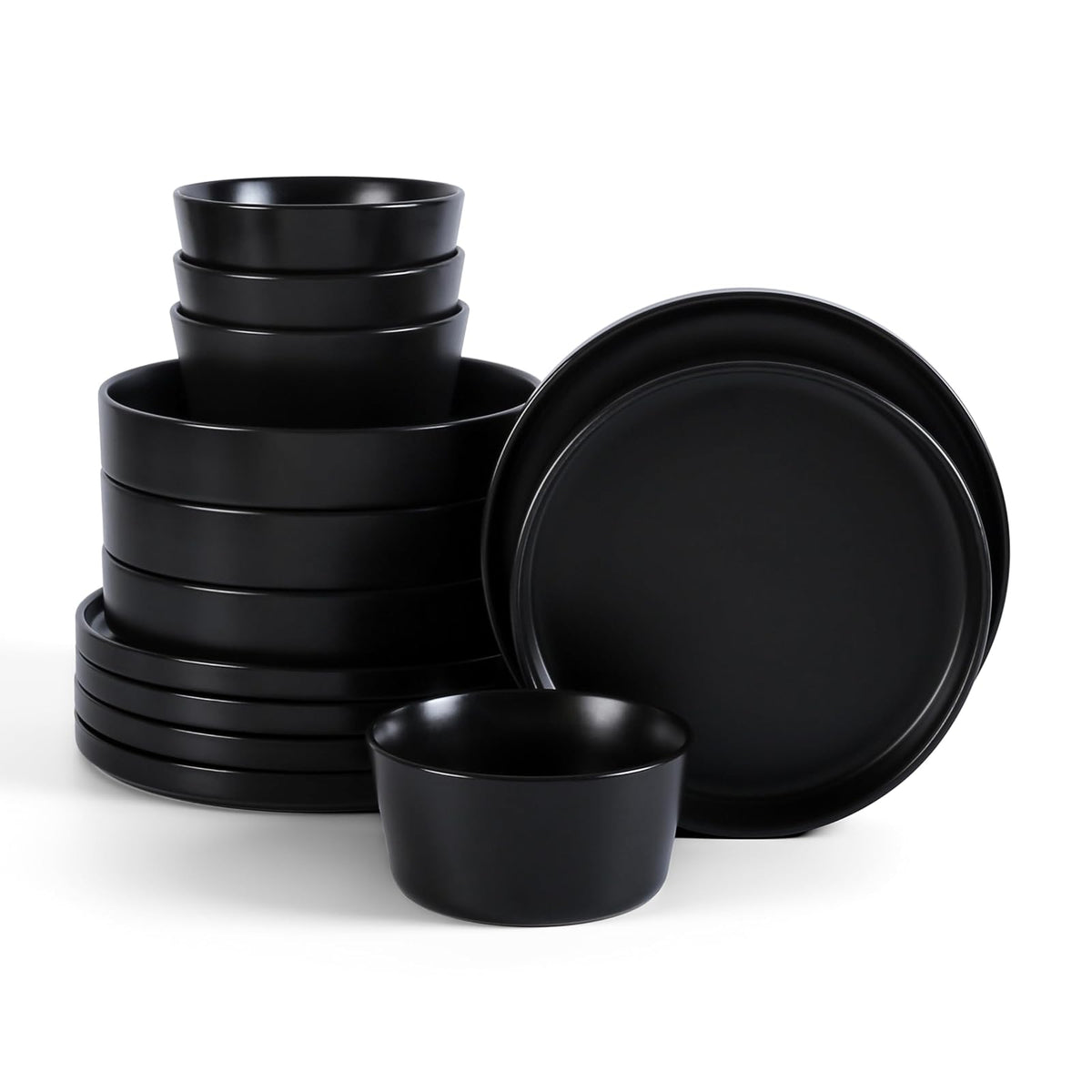 Stone Lain Coupe Vajilla de Gres para 4 Personas, 16 Piezas - Service For 4, 9-inch Pasta Bowl - Mate negro