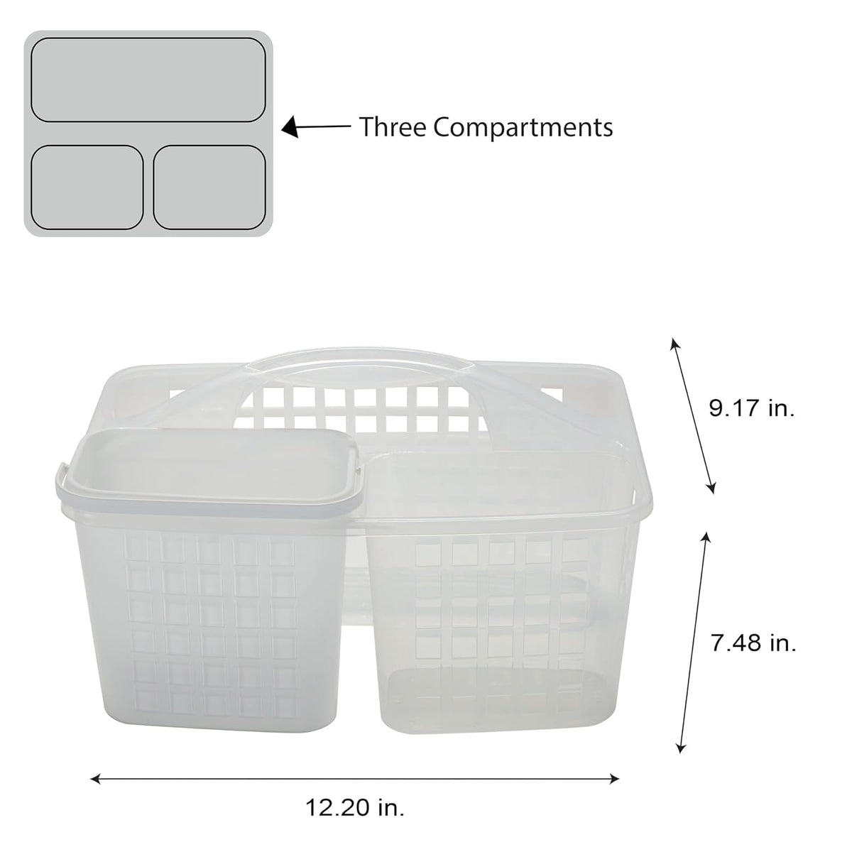 Bath Bliss 2 in 1 Portable, Bathroom Shower Caddy for Shampoo, Conditioner, Soap, and Cosmetics, in White Bath Tote